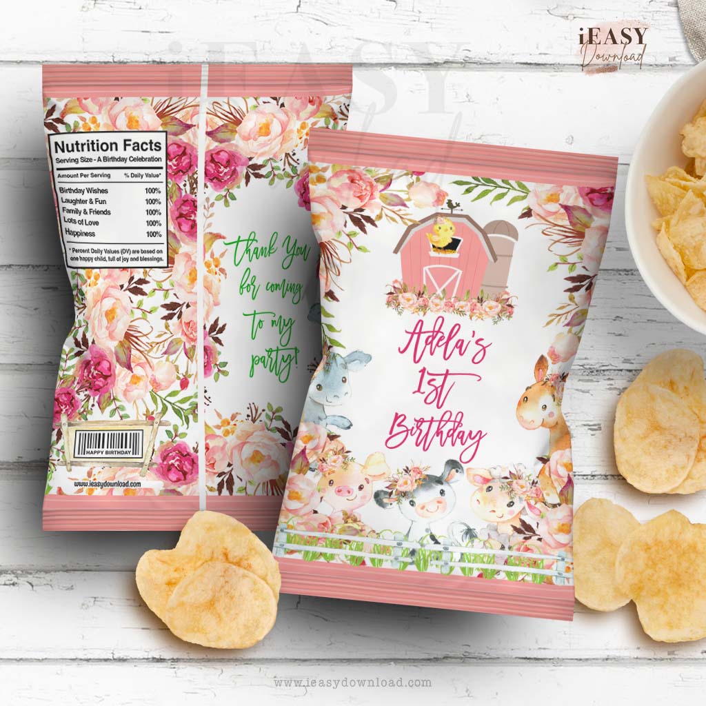 free printable chip bag for first birthday