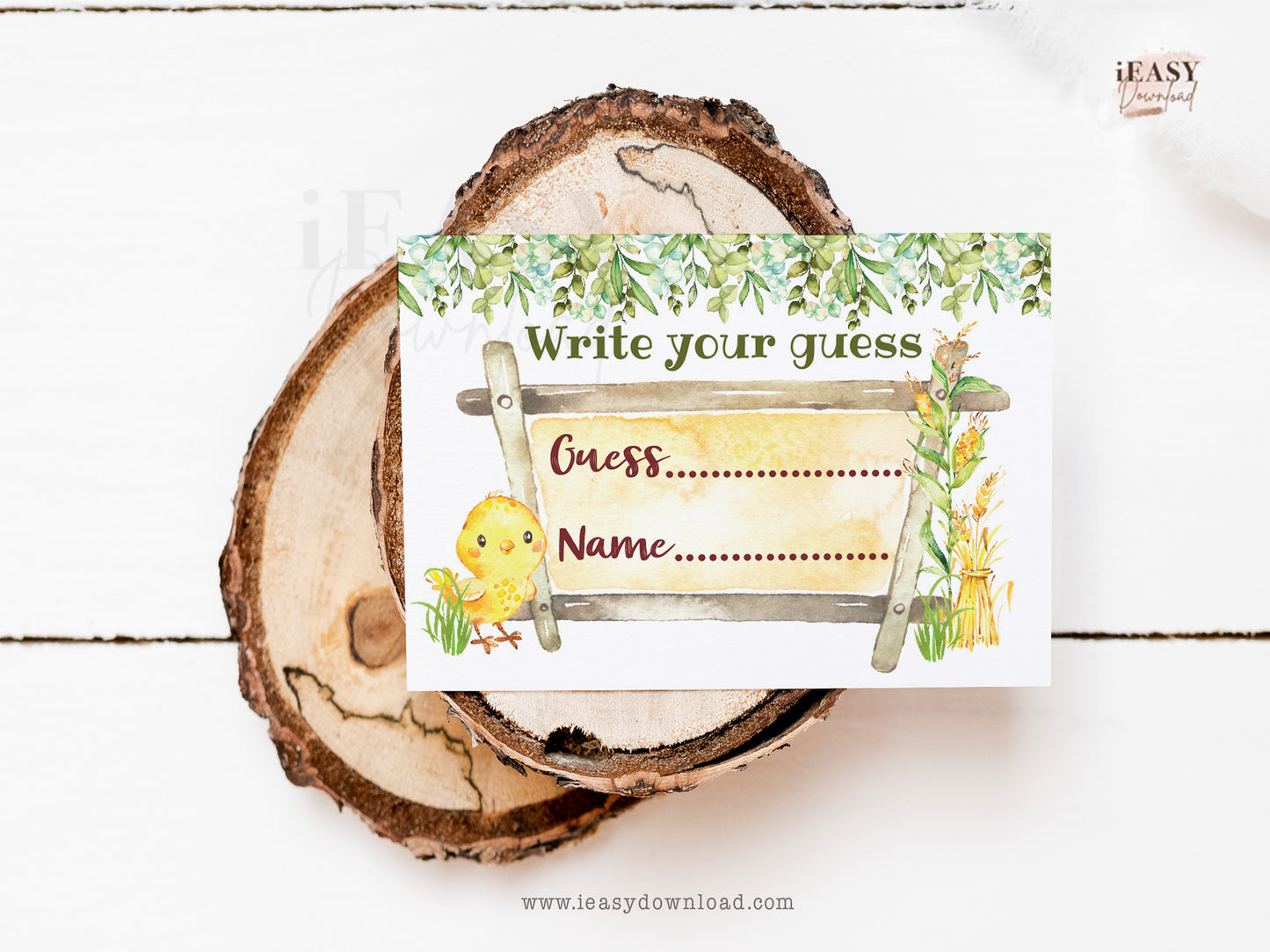 Write your guess insert card baby shower game