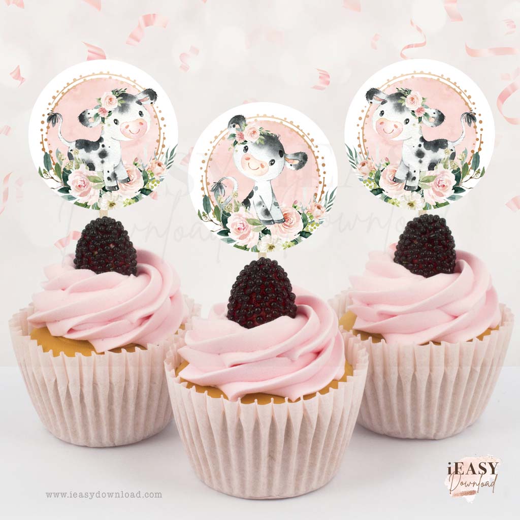 Pink Cow For Girl Birthday Party. Farm Themed Party