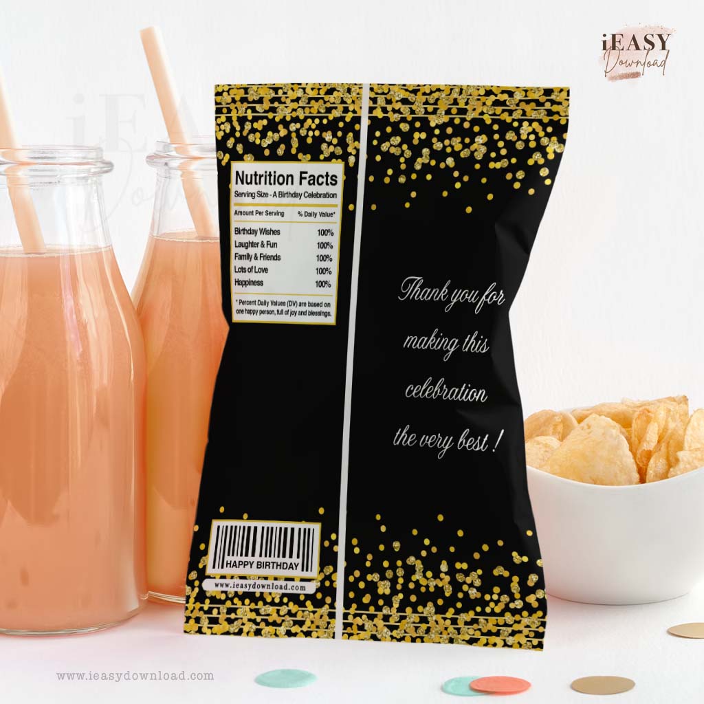 back design chip bag nutritional box. 60th Birthday Party Ideas