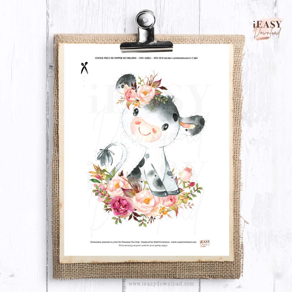 cow themed baby shower ideas girl, diy printable