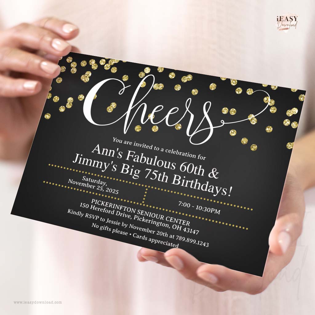 Cheers to 60 years birthday invitation