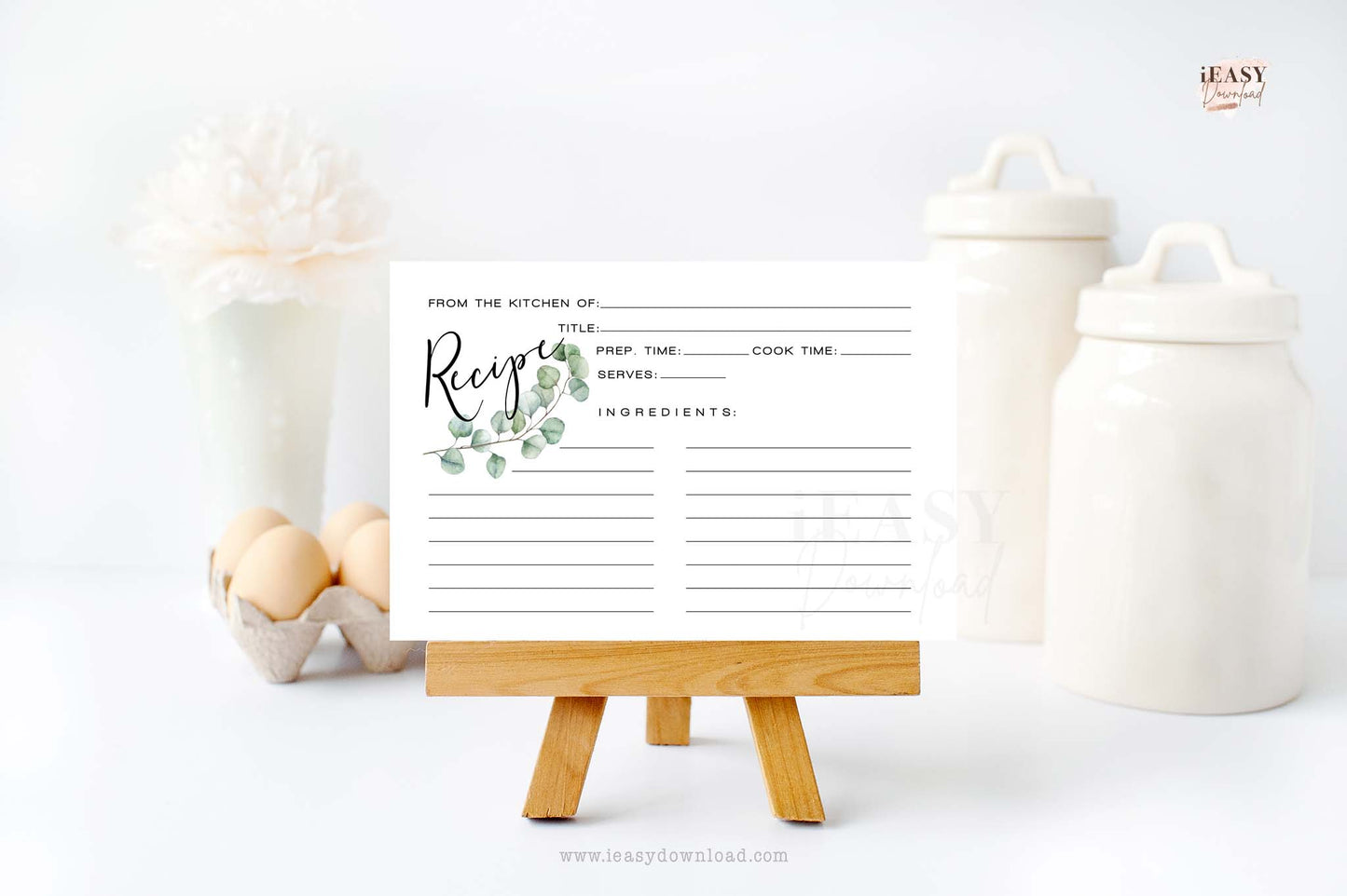 eucalyptus recipe cards perfect for a Bridal Shower party