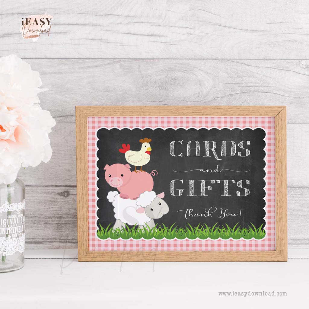 farm themed baby shower party - Cards and Gifts Party sign