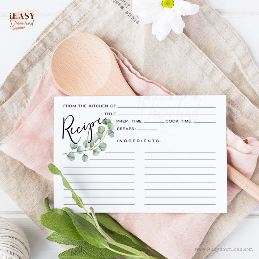 eucalyptus recipe cards for bridesmaids