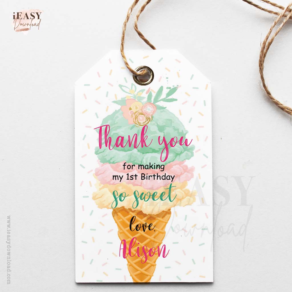 ice cream birthday party favors