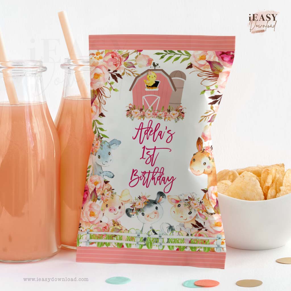 Barnyard 1st Birthday Farm Animals Chip Bag