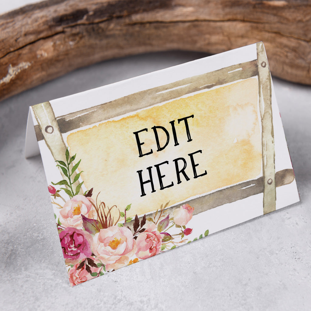 Edit Yourself with these tent food cards pink farm themed birthday party food
