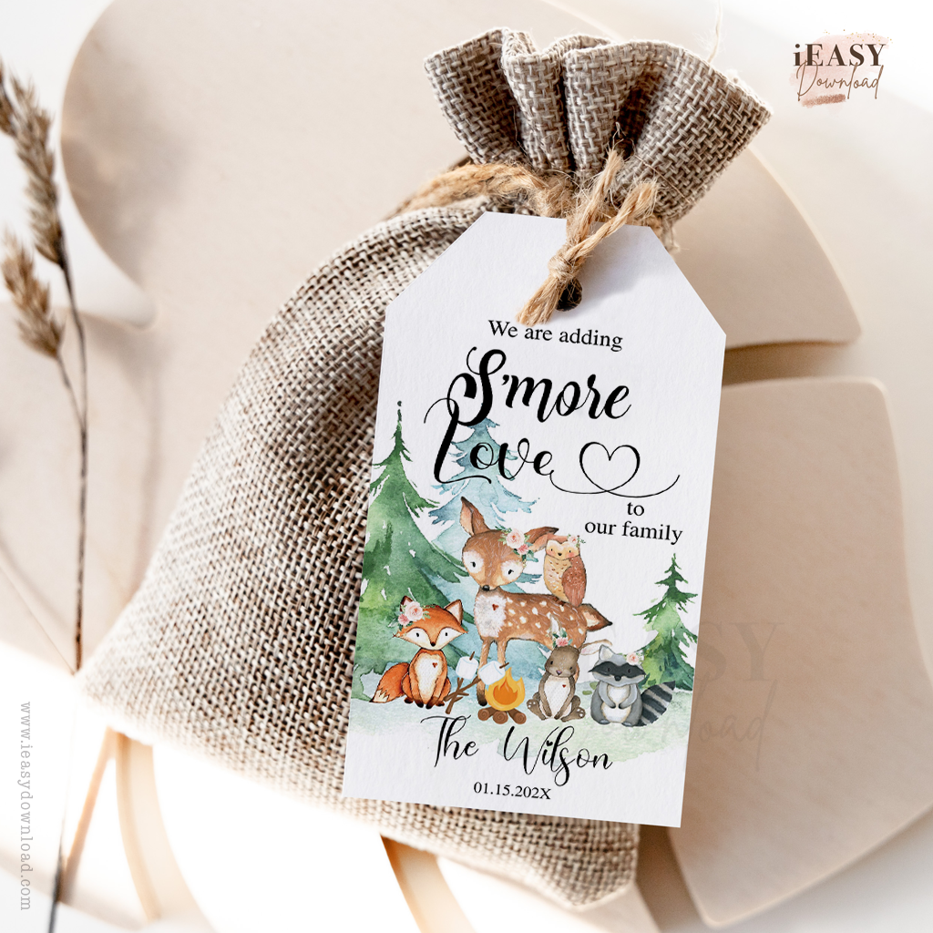 editable gift tags for woodland baby shower gift tags