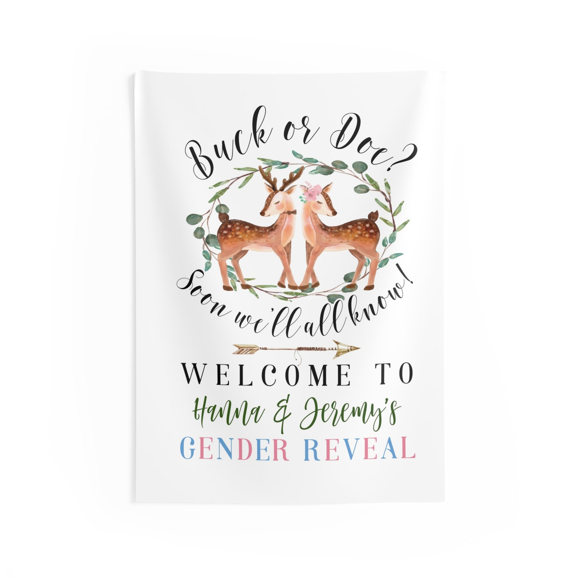 Buck or Doe Gender Reveal Backdrop Banner | Tapestry