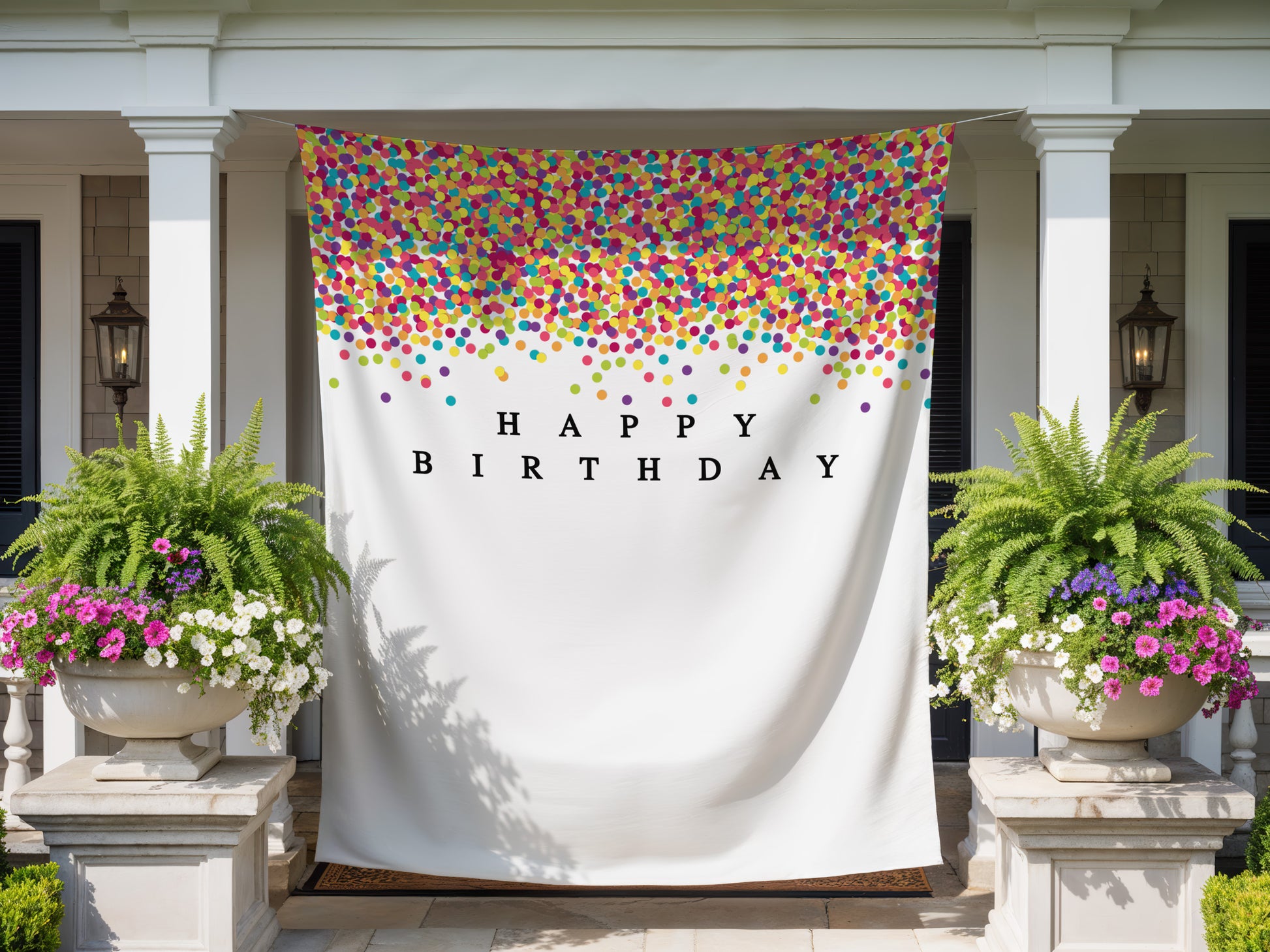 Rainbow Confetti Happy Birthday Backdrop Tapestry