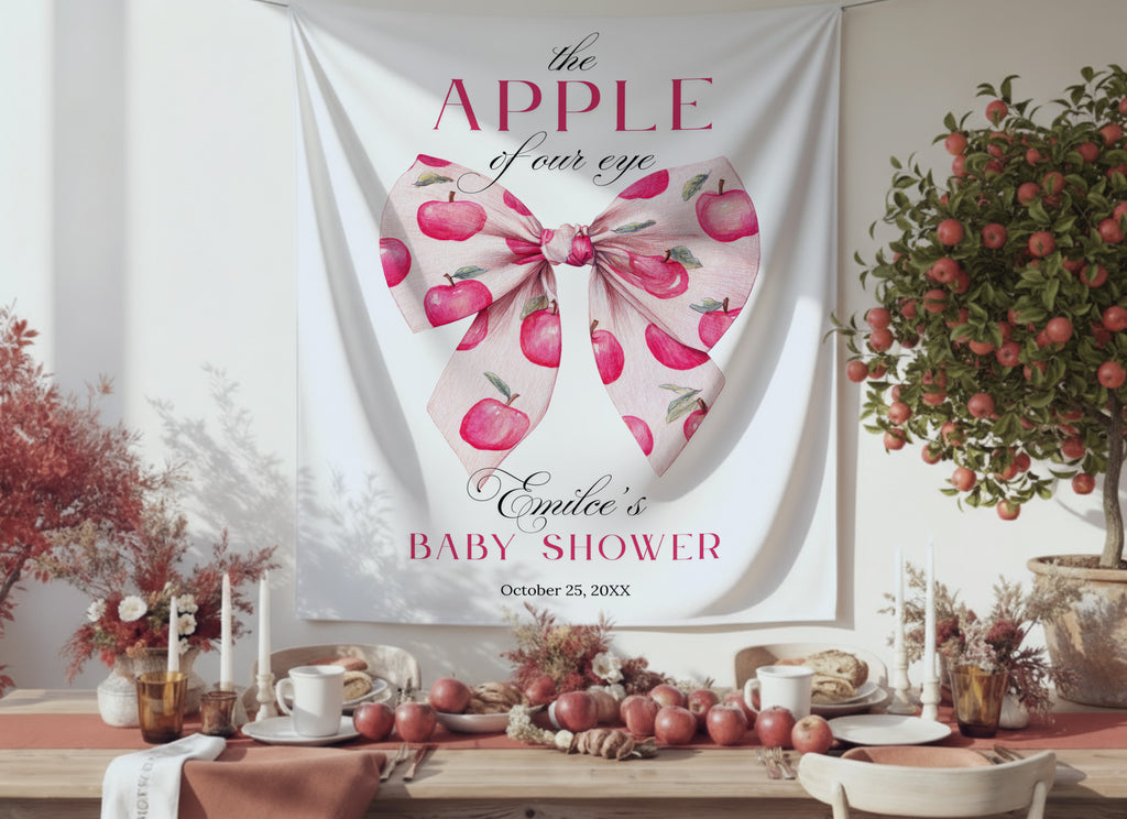 The Appple of our eye baby Shower Backdrop Tapestry Banner Personalized and printed 