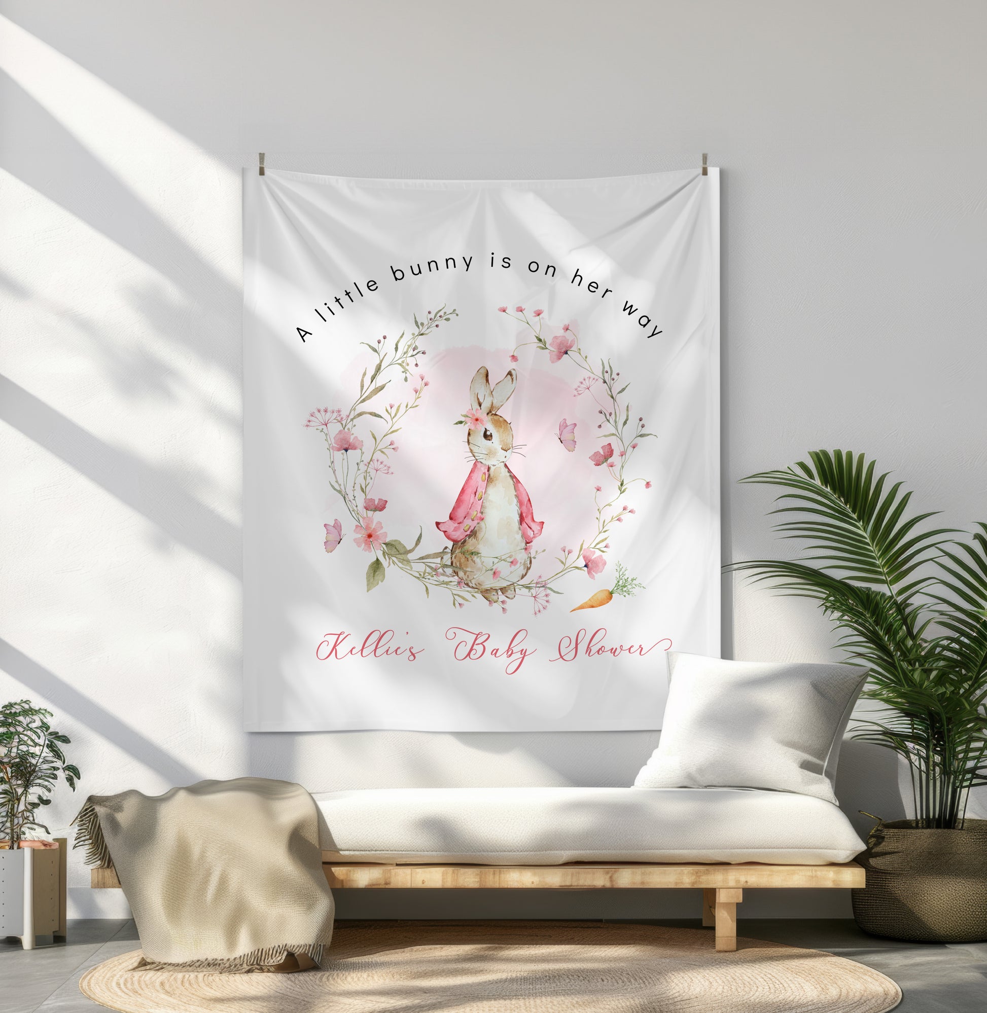 Peter Rabbit Girl Inspired Baby Shower Backdrop Banner | Tapestry