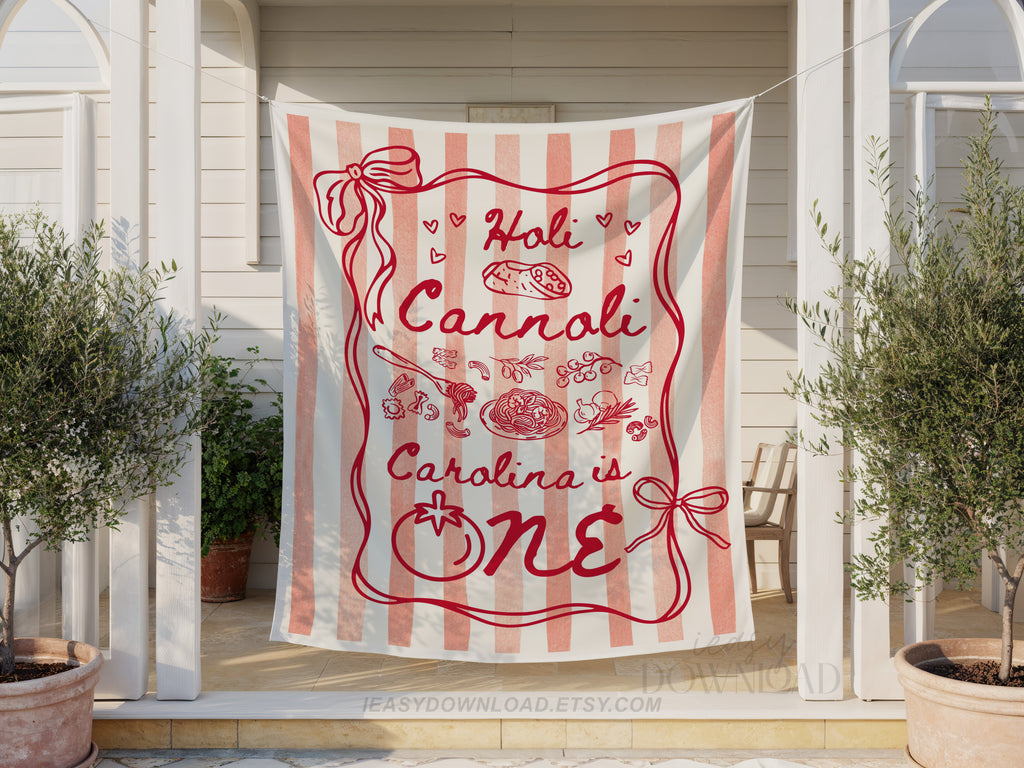 Holy Cannoli Italian first birthday girl Backdrop Tapestry Banner