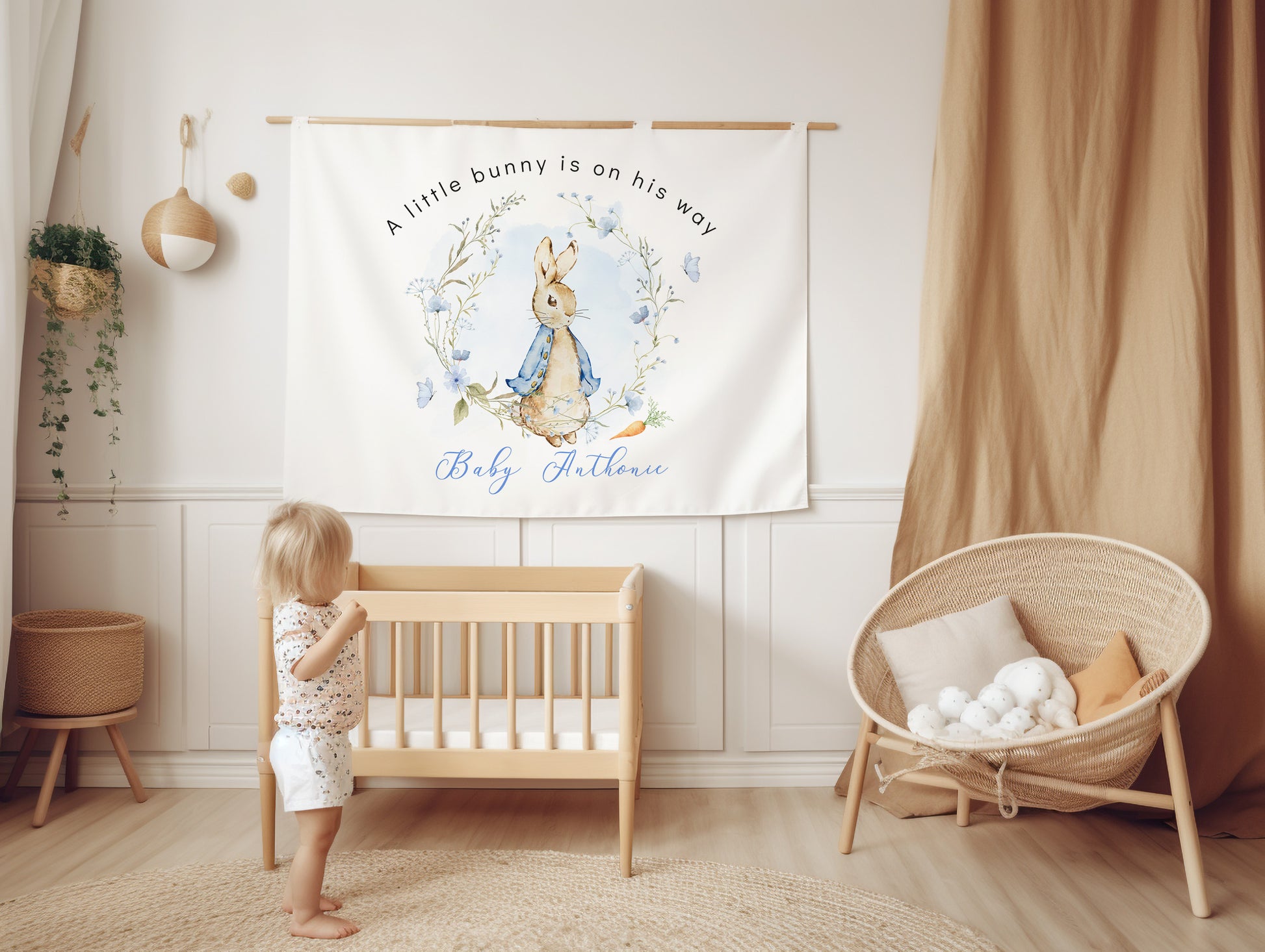 Peter Rabbit Boy Inspired Baby Shower Backdrop Banner | Tapestry