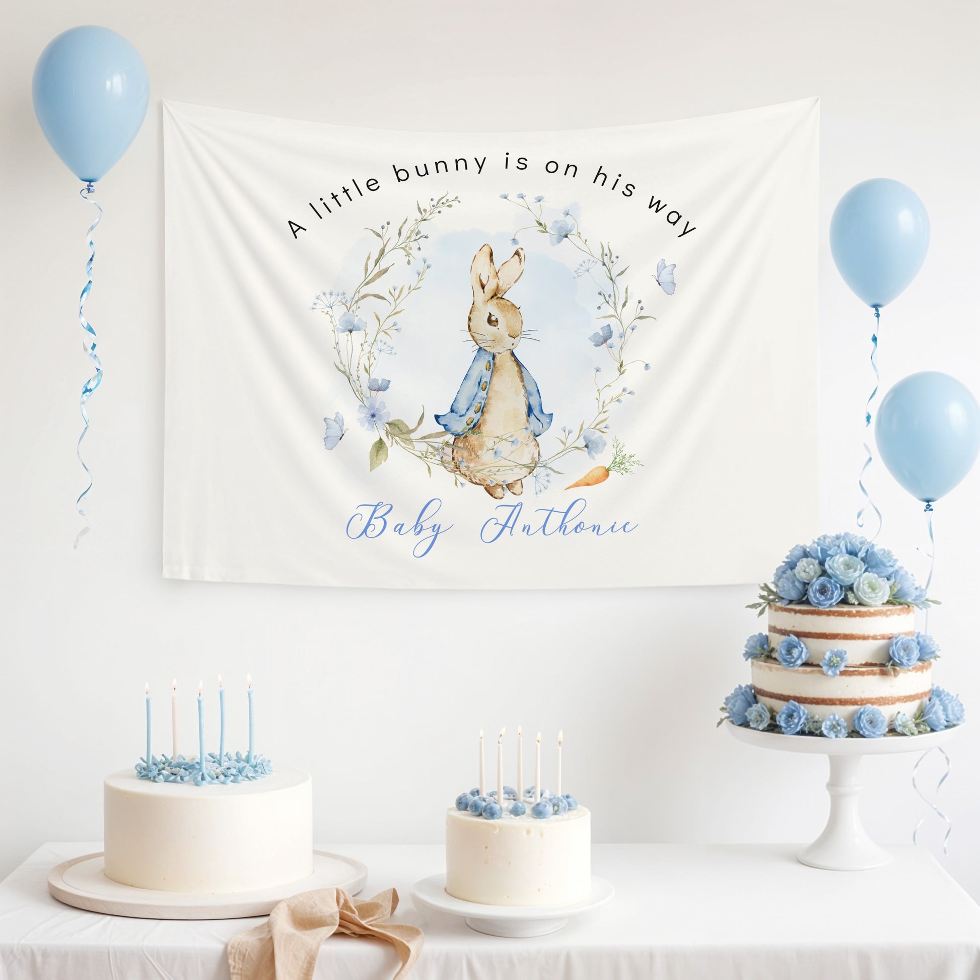 Peter Rabbit Boy Inspired Baby Shower Backdrop Banner | Tapestry