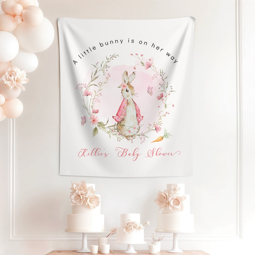 Peter Rabbit Girl Inspired Baby Shower Backdrop Banner | Tapestry