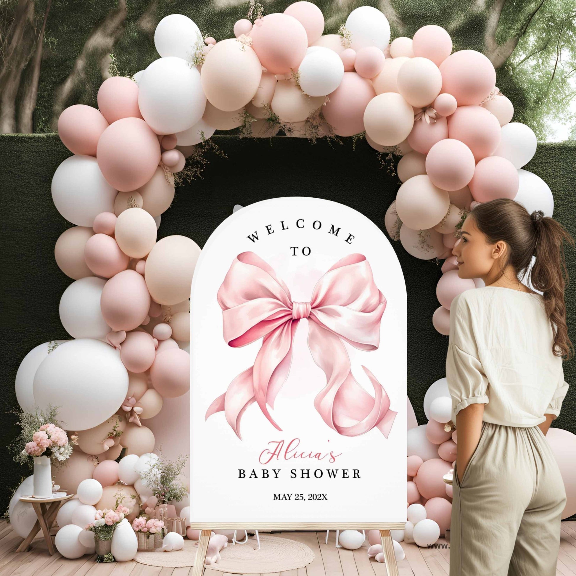 Baby Shower Blue Bow Theme Welcome Signage Board
