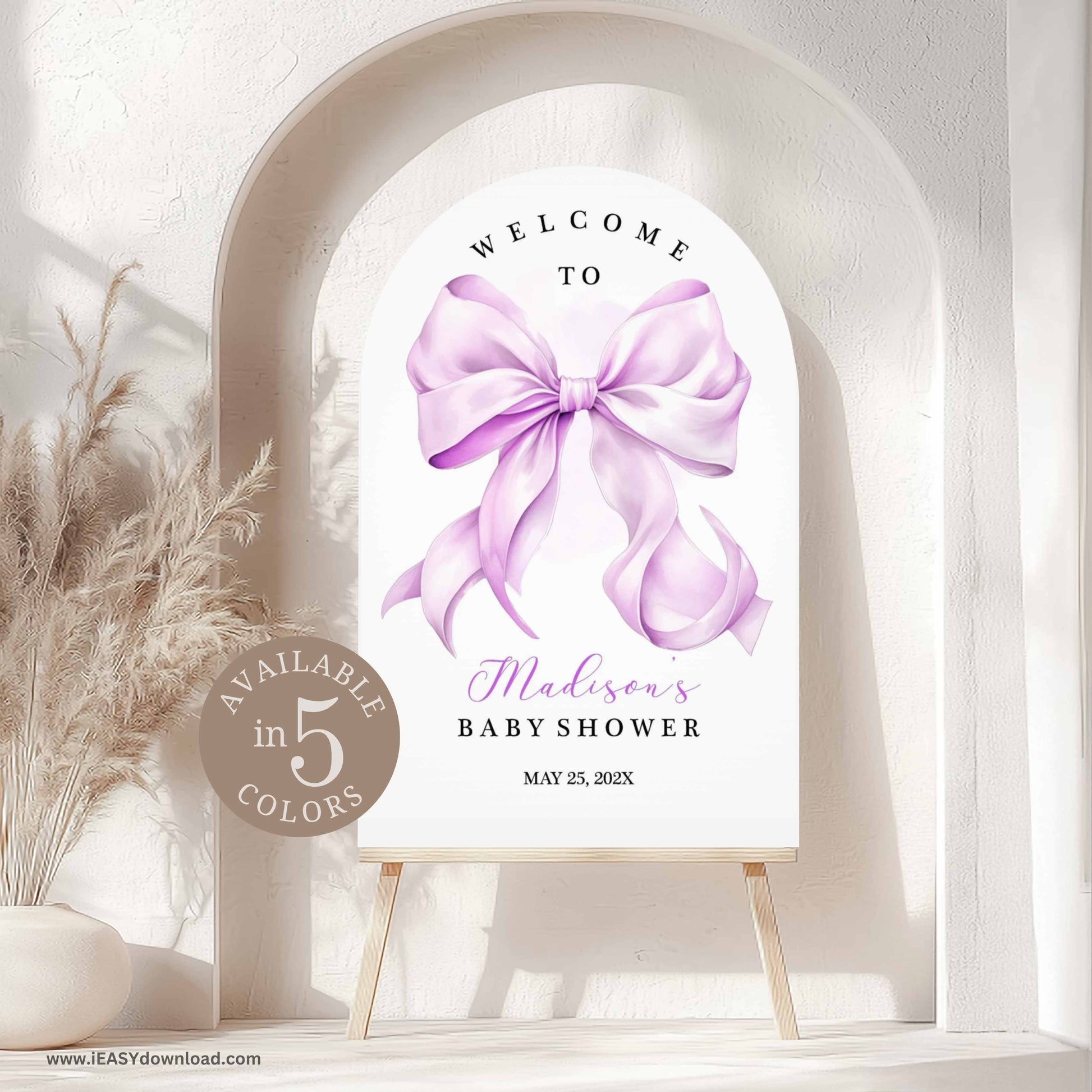 Baby Shower Blue Bow Theme Welcome Signage Board