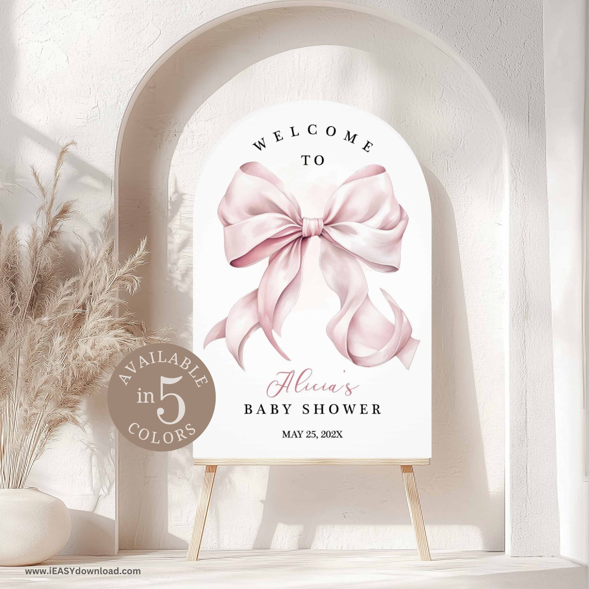 Baby Shower Blue Bow Theme Welcome Signage Board