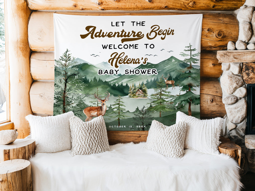 Decorative blanket with nature-themed design and text in a cozy room.