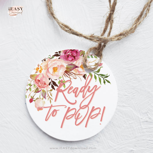 Ready to Pop Pink Rose Gift Tag for Baby Shower 