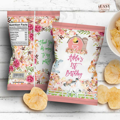 free printable chip bag for first birthday