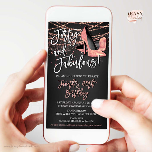 Forty and Fabulous SMS Phone invite, personalise yourself