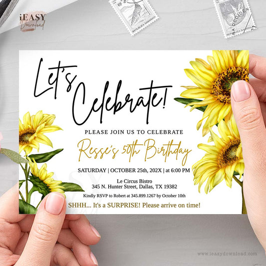 Let's Celebrate Sunflower Invitation