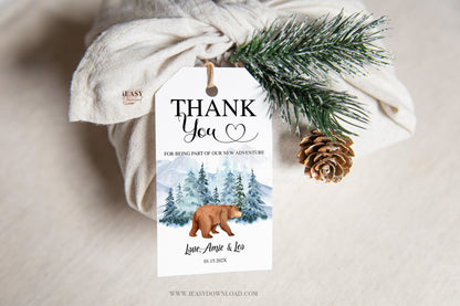 winter bear baby shower tag