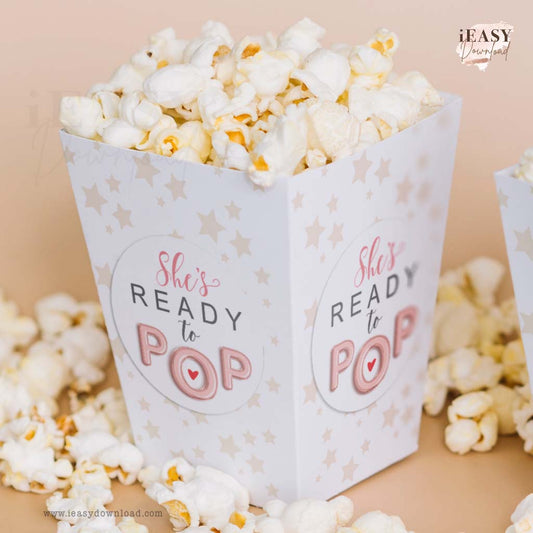 Baby Shower POP Corn Stickers for Girl • She is Ready to Pop Favor Labels • 2inches Round for Avery® 22807™ - #POP3