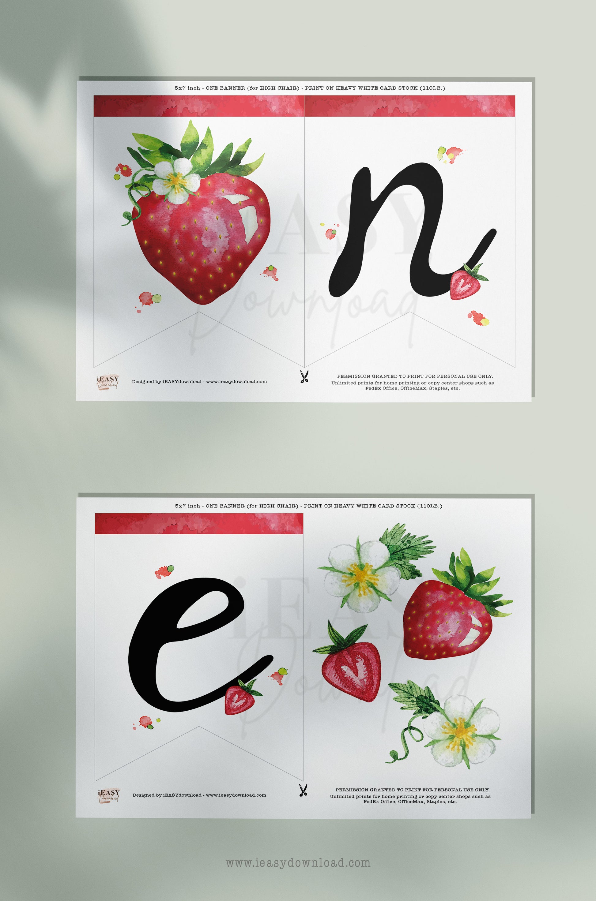 Print today Instant download Strawberry One banner