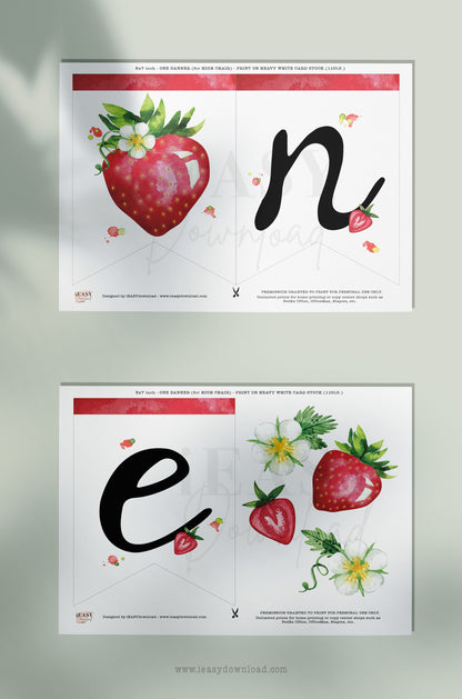 Print today Instant download Strawberry One banner