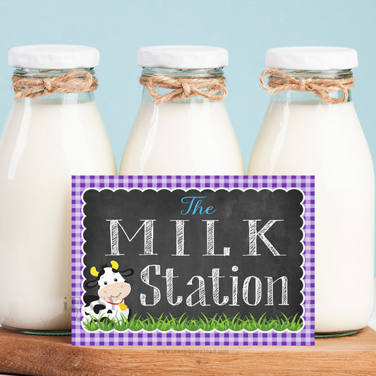 Cow Theme Party Sign, Drinks Sign, Milk Sign