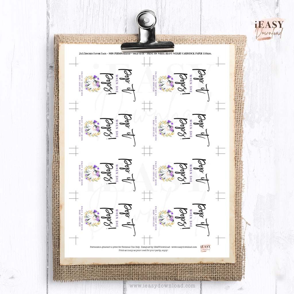 printable cow baby shower tag ideas