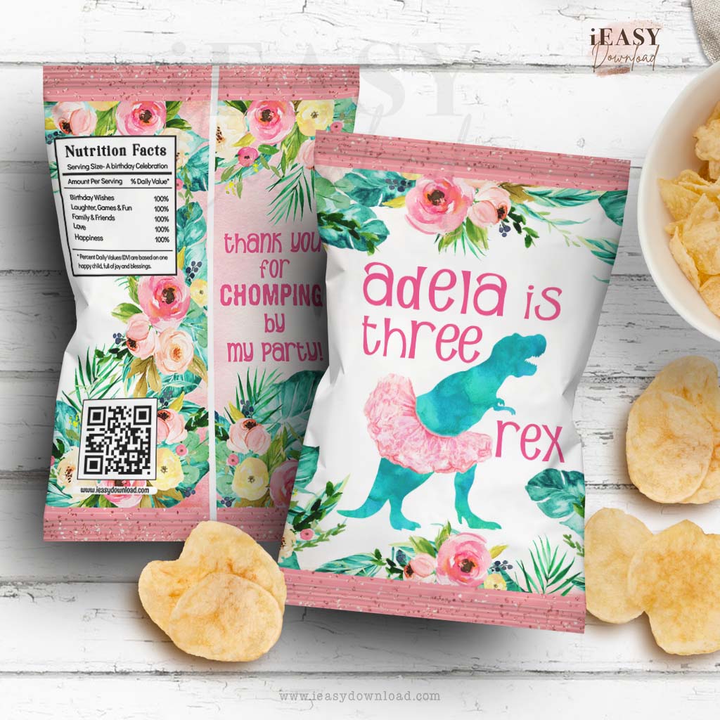 Girl Dinosaur Three-rex Snack Bag
