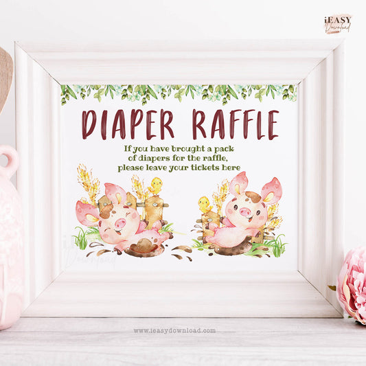 two playful pigs for a diaper raffle sign