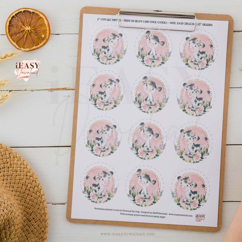 1st cow birthday decorations DIY printable