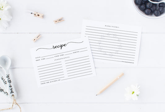 FREE Printable Recipe Cards • 4x6 inches • DIY • Instant Download and Print Yourself