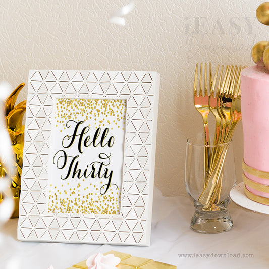 instant download file for 30th birthday gold themed party decorations