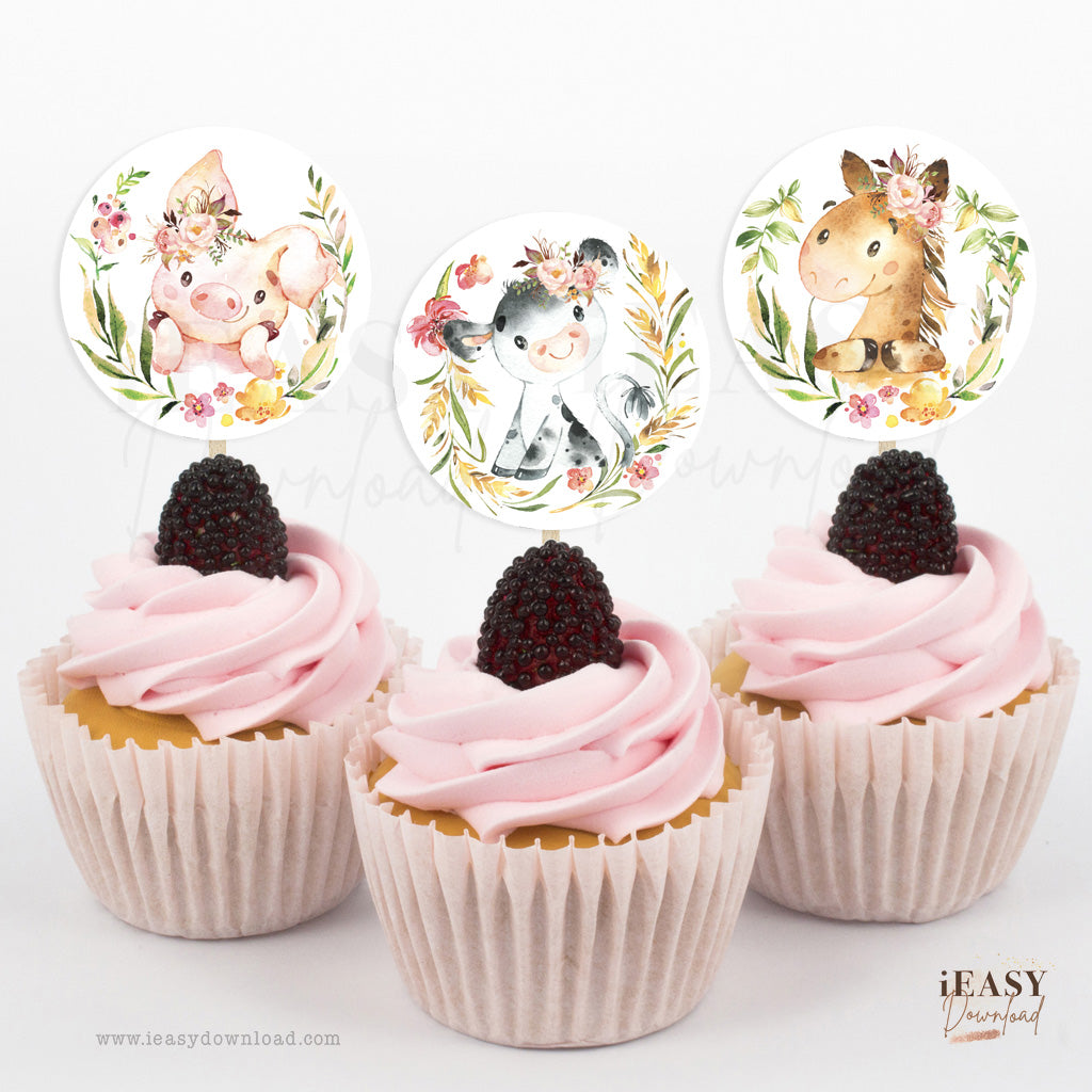 pig cow horse printable farm theme birthday Party