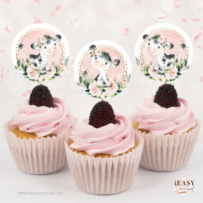 Pink Cow For Girl Birthday Party. Farm Themed Party