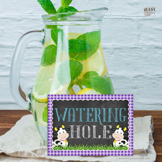 Watering Hole sign cow Purple birthday celebration
