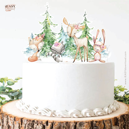 Forest Animals Birthday Themed for Girl Cake Topper Decoration