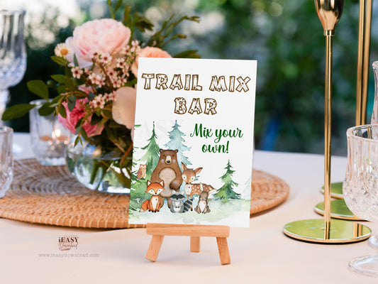 Greenery Woodland Animal forest for Boy, Mix Your Own Sign, Trail Mix Station Sign, Woodland Trail Mix Bar Sign, Bear, Fox Instant Download - #WDT1