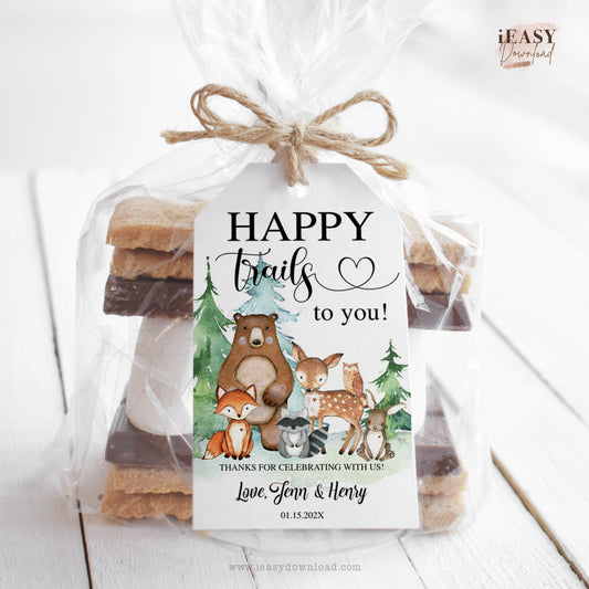 Editable Woodland Happy Trail To You Gift Tags • Baby Shower Gift Tags - #WDT1