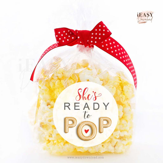 She is Ready to Pop Baby Shower Favor Labels • 2inches Round for Avery® 22807™ - #POP3