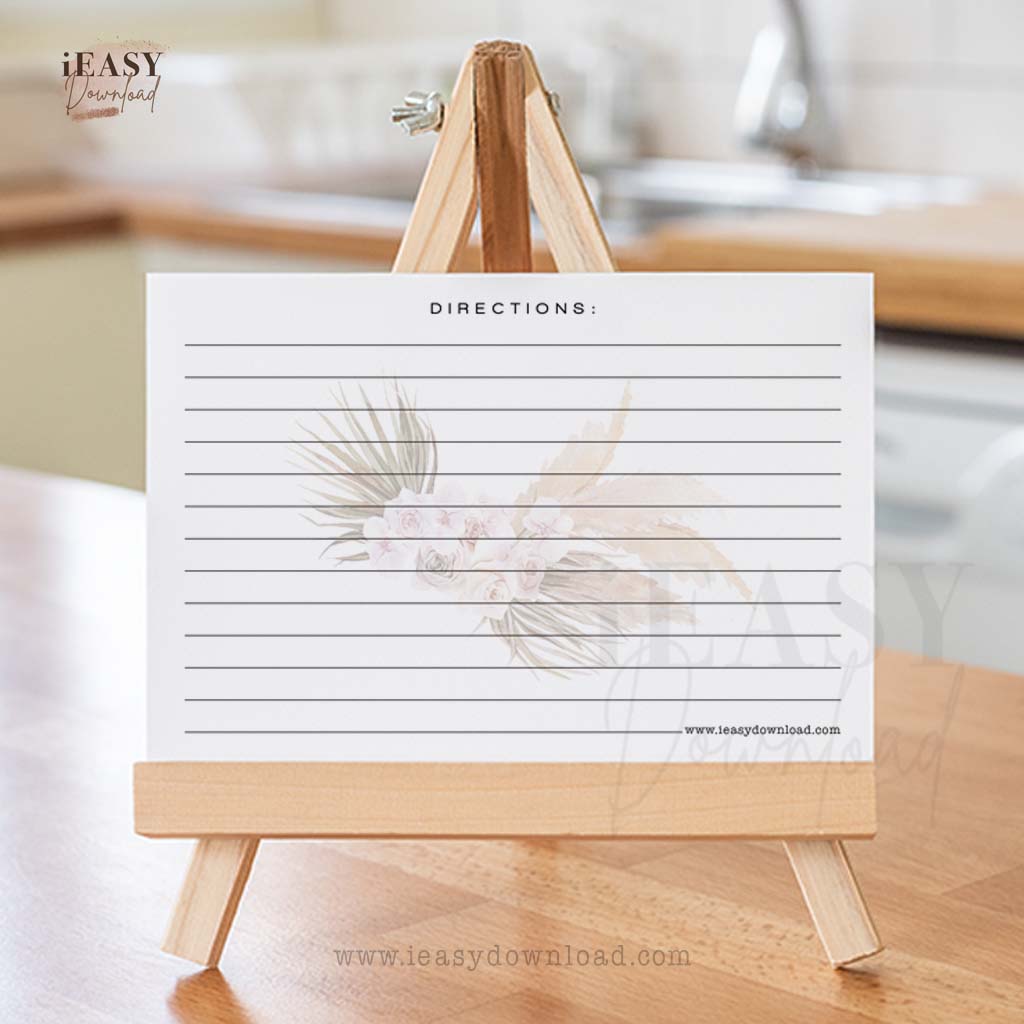 Pampas Grass design for a bridal shower recipe request print yourself