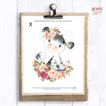 cow themed baby shower ideas girl, diy printable