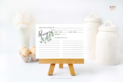 eucalyptus recipe cards perfect for a Bridal Shower party